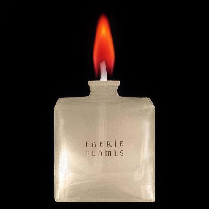 Faerie Flames olielampje Ruby Red van glas met 100 ml blanke olie en een opvallende rode vlam. Origineel verpakt in een mooi doosje.