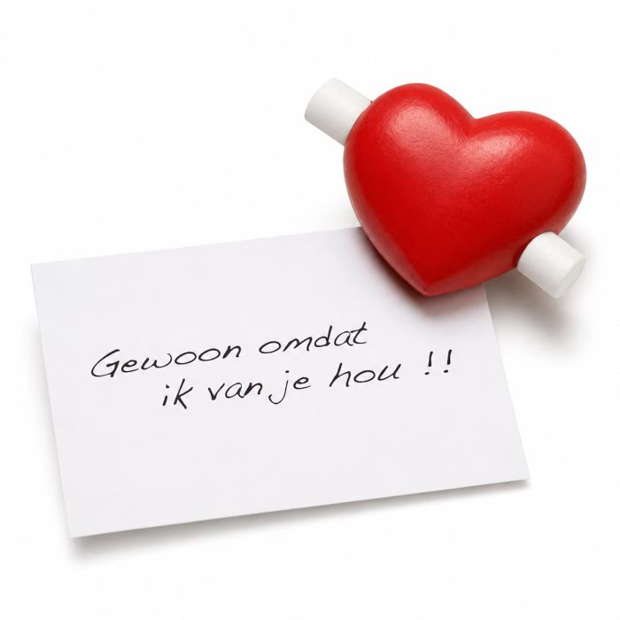 Blanco rood houten hartje met papierrolletje voor je eigen boodschap. Persoonlijk klein cadeau voor liefde, succes, dankbaarheid of zomaar.