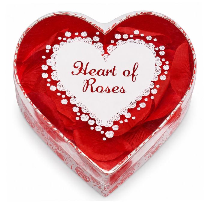 Heart of Roses is een hartvormige cadeaudoos met rode rozenblaadjes. Romantische decoratie en origineel cadeau voor een bijzonder moment samen.