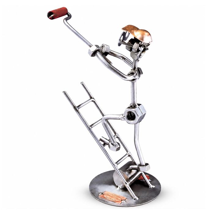 Hinz & Kunst metalen schilder met ladder en rode verfroller. Handgemaakt cadeau voor een schilder, klusser of schilderbedrijf.