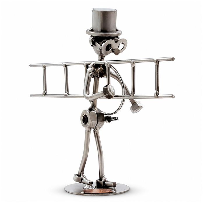 Handgemaakte Hinz & Kunst sculptuur van een schoorsteenveger met ladder, hoge hoed en gereedschap. Ca. 21 x 9 x 19 cm. Bijzonder cadeau voor een vakman.
