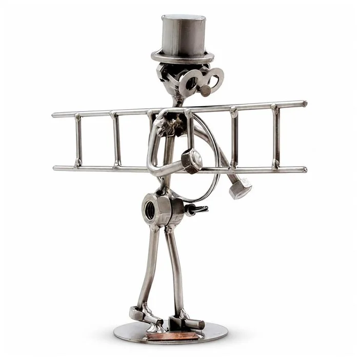 Handgemaakte Hinz & Kunst sculptuur van een schoorsteenveger met ladder, hoge hoed en gereedschap. Ca. 21 x 9 x 19 cm. Bijzonder cadeau voor een vakman.