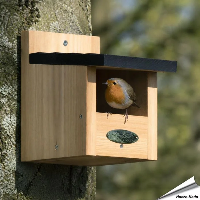 Halfopen nestkast voor roodborst ✔️ FSC-hout ✔️ Geschikt voor roodborst, kwikstaart & winterkoning ✔️ Aanbevolen door Vogelbescherming ➤ Hoezo-Kado