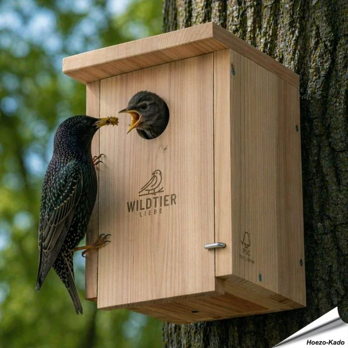 Nestkast voor de spreeuw en grote bonte specht ✔️ Onbehandeld massief hout ✔️ Geschikt voor grote holenbroeders ✔️ Weerbestendig ➤ Koop nu bij Hoezo-Kado.nl