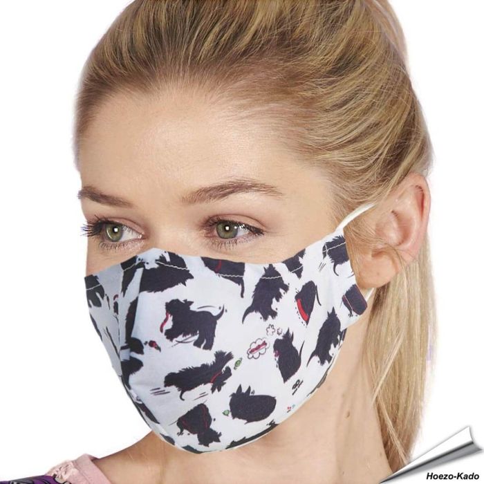 Mondkapje met Honden -zwart/wit | Wasbaar