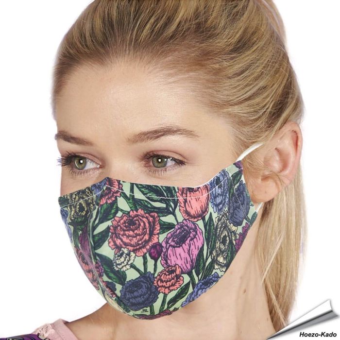 Mondkapje met Pioenrozen motief | Wasbaar