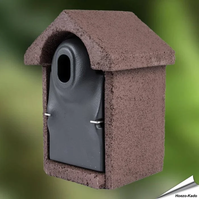 Houtbeton nestkast voor vogels | Ovale invliegopening | bruin | Hoezo-Kado