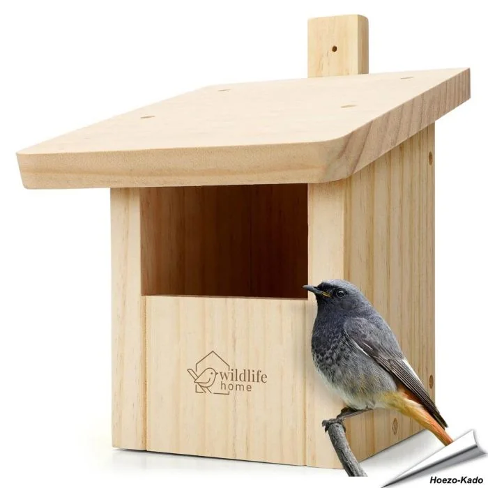 Nestkast voor de roodstaart ✔️ Onbehandeld massief hout ✔️ Geschikt voor halfholenbroeders ✔️ Weerbestendig ➤ Koop nu bij Hoezo-Kado.nl