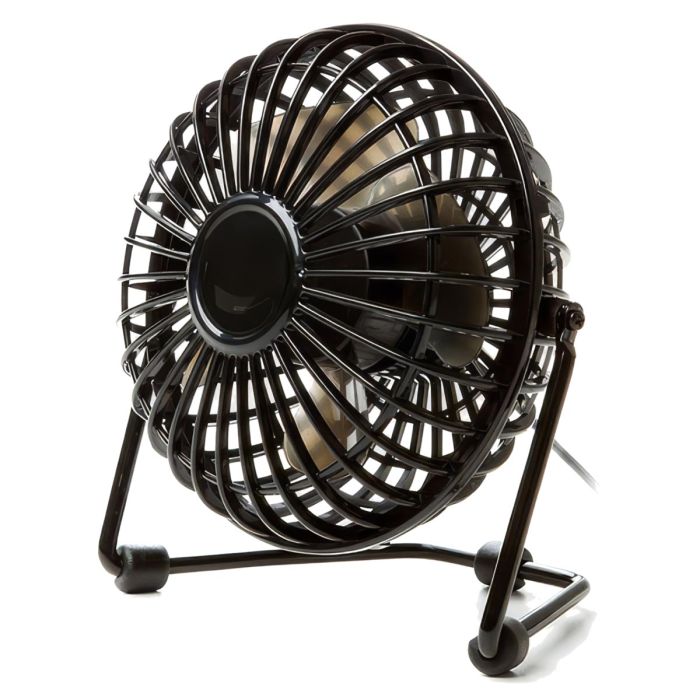 Compacte USB tafelventilator met 2 snelheden en verstelbare hoek. Plug & Play, USB-gevoed en ideaal voor bureau, kantoor of gaming setup.
