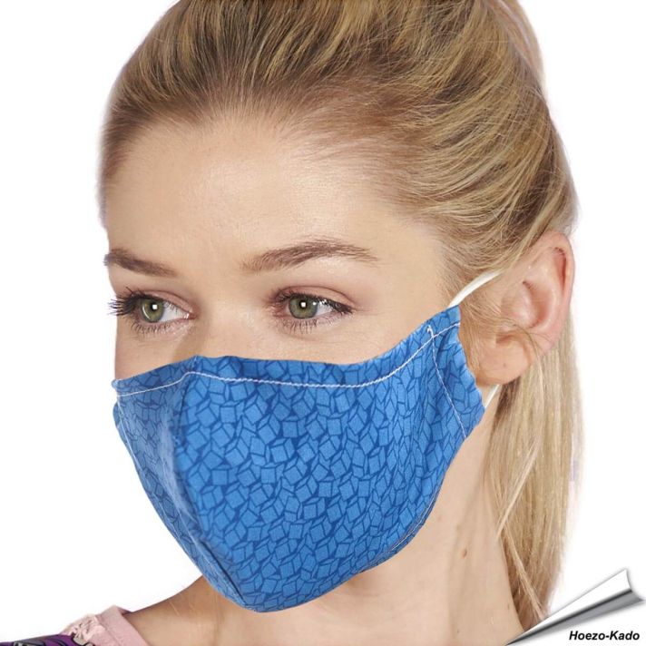 Mondkapje blauwe blokjes | Wasbaar - Neusstrip