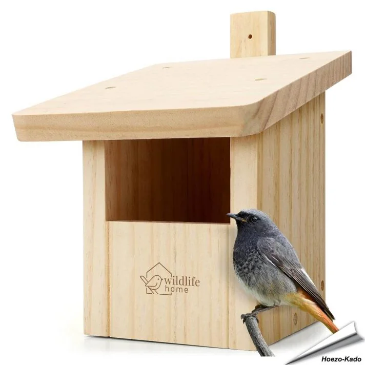 Nestkast voor de roodstaart ✔️ Onbehandeld massief hout ✔️ Geschikt voor halfholenbroeders ✔️ Weerbestendig ➤ Koop nu bij Hoezo-Kado.nl