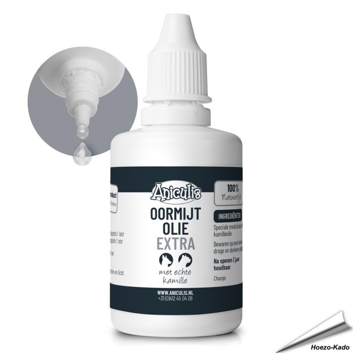 Oormijt Olie Extra - met Kamille  voor directe hulp bij oormijt en jeuk (50ml fles)