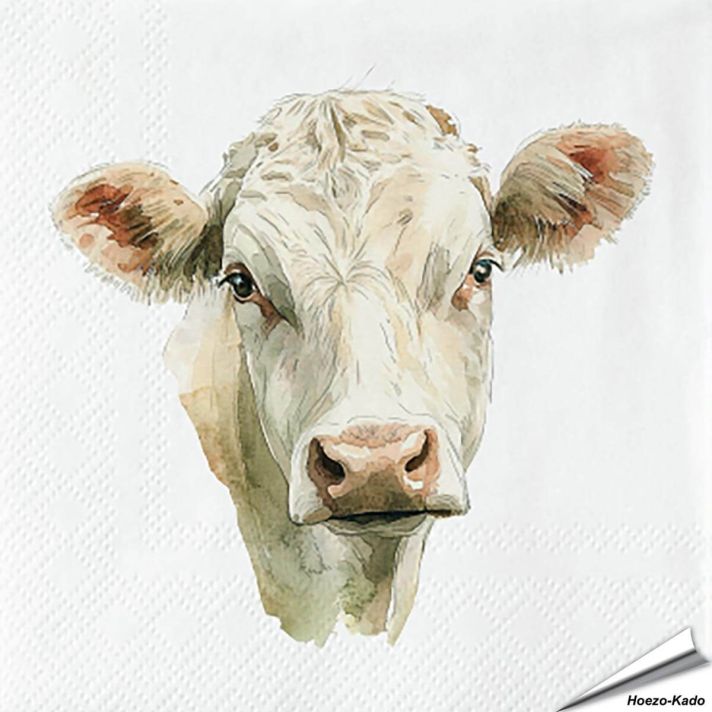 Stijlvolle servetten met een koe (boederijdier) van Esschert Design ✔️ FSC-papier, 3-laags, biologisch afbreekbaar ✔️ Perfect voor elke tafelsetting ➤ Bestel bij Hoezo-Kado
