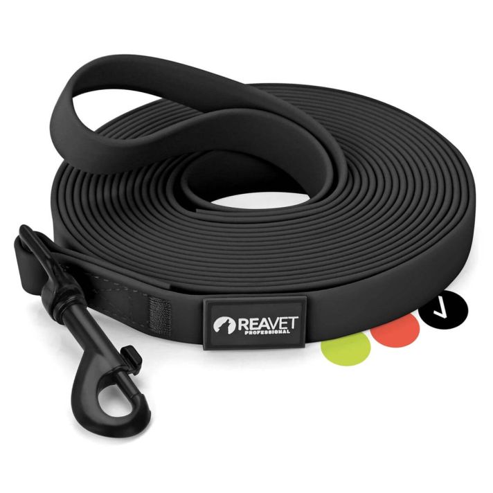 Ontdek de zwarte ReaVET sleeplijn voor honden ✔️ Sterk, weerbestendig en comfortabel ✔️ Lengte: 5 meter ✔️ Koop online - www.hoezo-kado.nl
