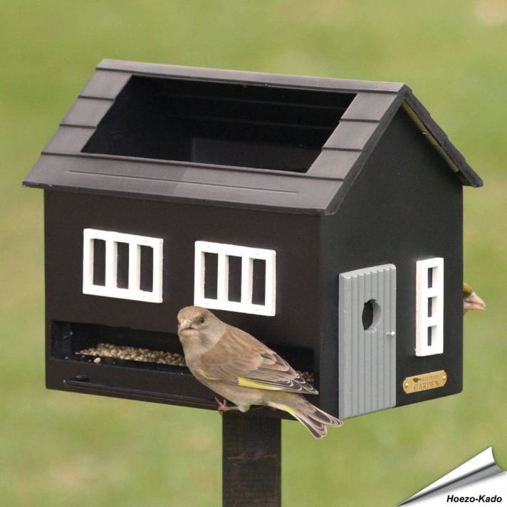 Voederhuisje Fågelmatare met bad (zwart)