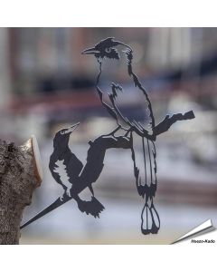 Metalbird - Blauwkapmotmot en Geelbrauwspecht (cortenstaal)