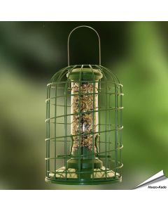 Kunststof zaadsilo met beschermkooi - groen (klein)