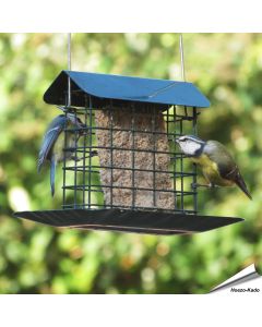 Premium vetblokhouder met regenkap en opvangschaal