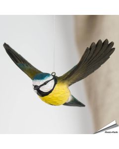 DecoBird - Vliegende Pimpelmees | Houtgesneden vogel