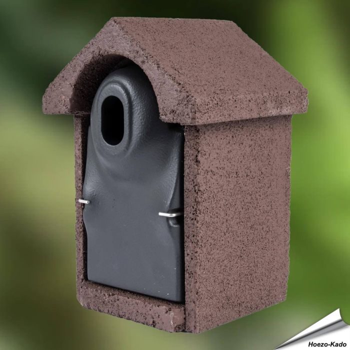 Houtbeton nestkast voor vogels | Ovale invliegopening | bruin | Hoezo-Kado