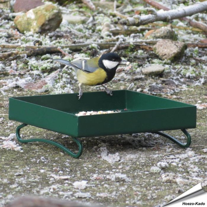 Metaal-Grondvoedertafel voor tuinvogels (groen)