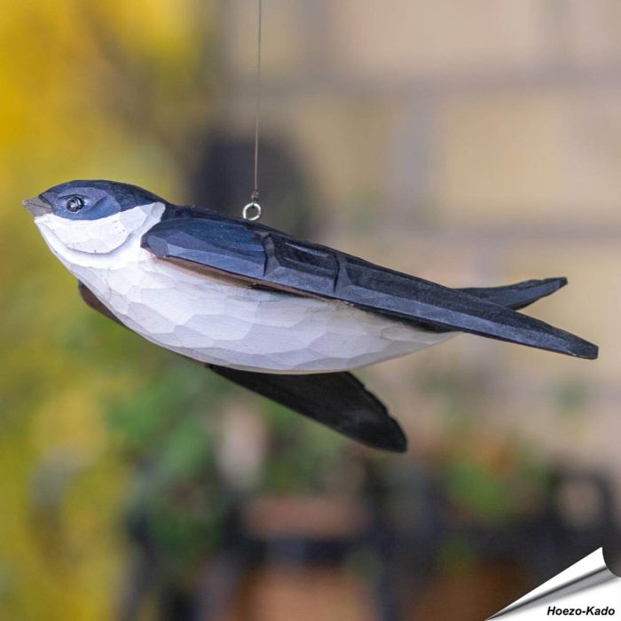 DecoBird - Huiszwaluw | Houtgesneden vogel | lindenhout