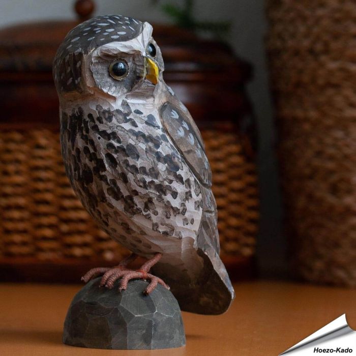 DecoBird - Steenuil | Houtgesneden vogel | lindenhout