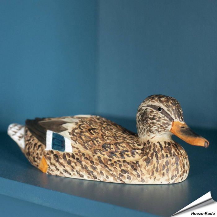 DecoBird - Vrouwtjeseend | Houtgesneden vogel | lindenhout